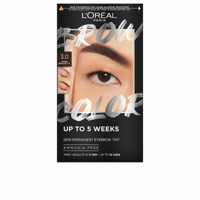 Tinta per Sopracciglia L'Oreal Make Up BROW COLOR Nº 3.0 Dark brunette Semipermanente 4 Pezzi