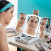 Specchio a LED Pieghevole con Contenitore per Trucchi 3 in 1 Panomir InnovaGoods Supporto da tavolo (Ricondizionati C)
