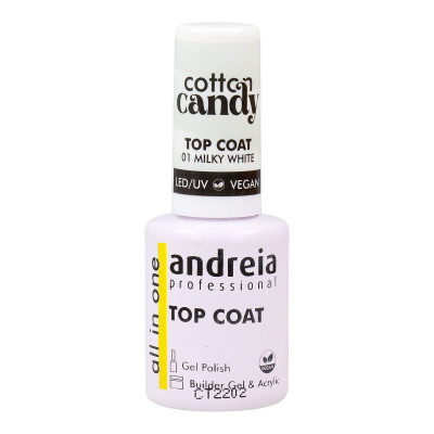 Fissatore di Smalto per Unghie Andreia Cotton Candy Top Coat Nº 01 Milky White 10,5 ml
