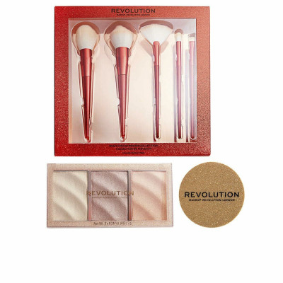 Set da Trucco Revolution Make Up Marrone Dorato Illuminante 3 Pezzi (3 Unità)
