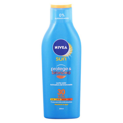 Crema Solare Protege & Broncea Nivea Sunbathe SPF 30 (200 ml) Azzurro Spf 30 200 ml